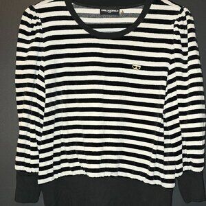 Karl Lagerfeld Paris Striped Velvet Top